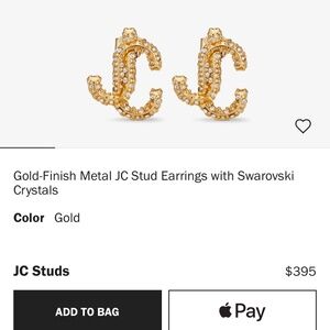 Gold-Finish Metal Jimmy Choo Stud Earrings with Swarovski Crystals